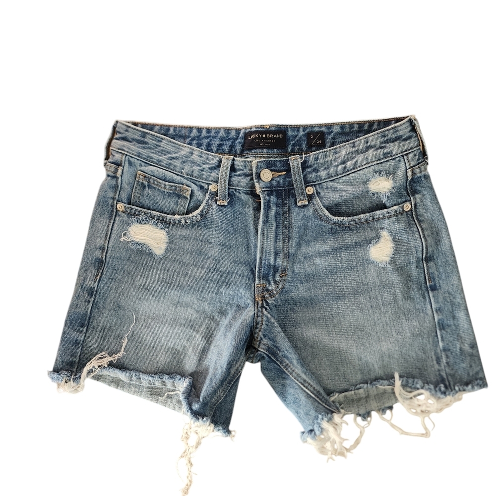 Lucky Brand Blue Distressed boyfriend Jean Shorts, size 2/26